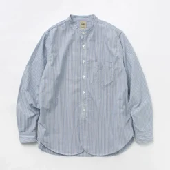 FOB FACTORY Shirts^/ F3488 striped band collar shirt