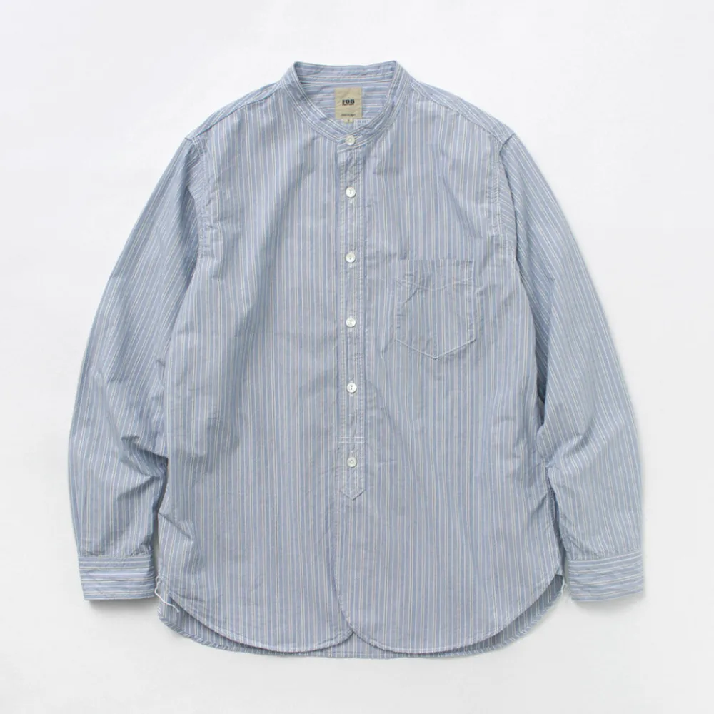 FOB FACTORY Shirts^/ F3488 striped band collar shirt