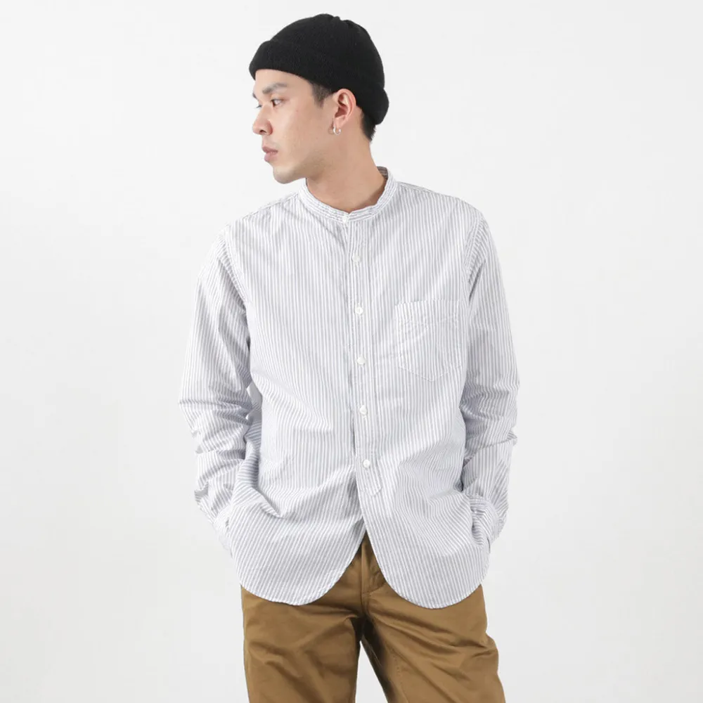 FOB FACTORY Shirts^/ F3488 striped band collar shirt