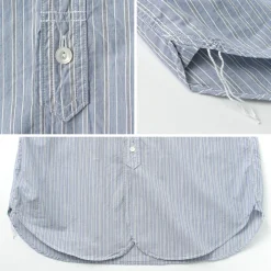 FOB FACTORY Shirts^/ F3488 striped band collar shirt