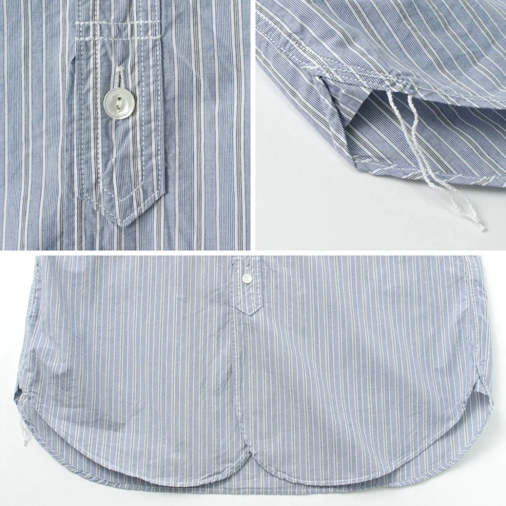 FOB FACTORY Shirts^/ F3488 striped band collar shirt