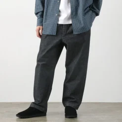 FUJITO Jeans^/ 2 Tuck Trousers Light Ounce Denim black