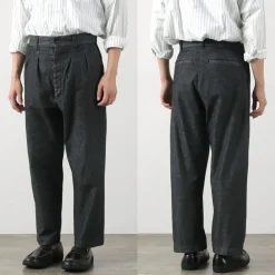 FUJITO Jeans^/ 2 Tuck Trousers Light Ounce Denim black