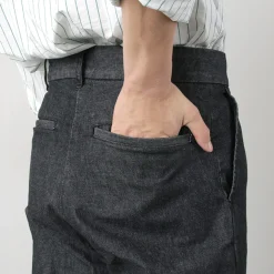 FUJITO Jeans^/ 2 Tuck Trousers Light Ounce Denim black
