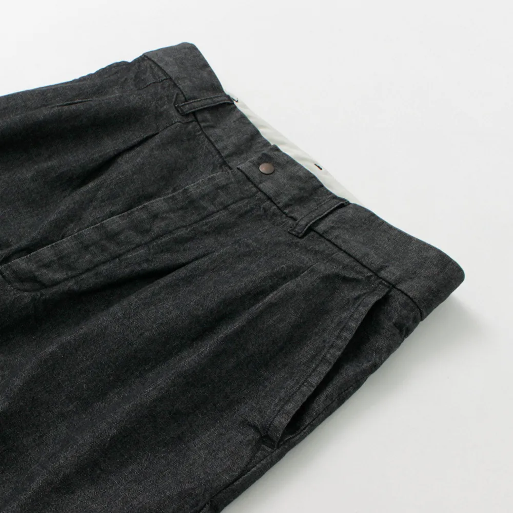 FUJITO Jeans^/ 2 Tuck Trousers Light Ounce Denim black