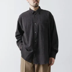 FUJITO Shirts^/ Big Size Shirt micro check brown