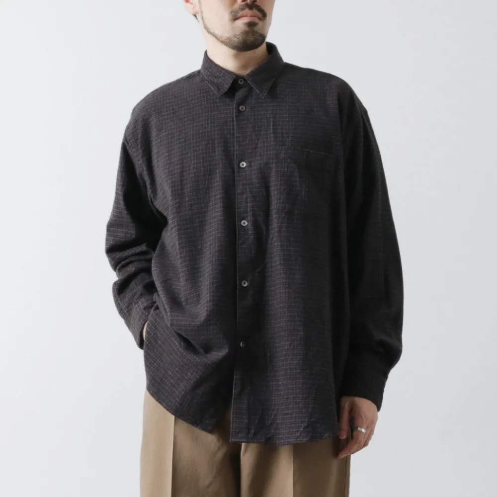 FUJITO Shirts^/ Big Size Shirt micro check brown