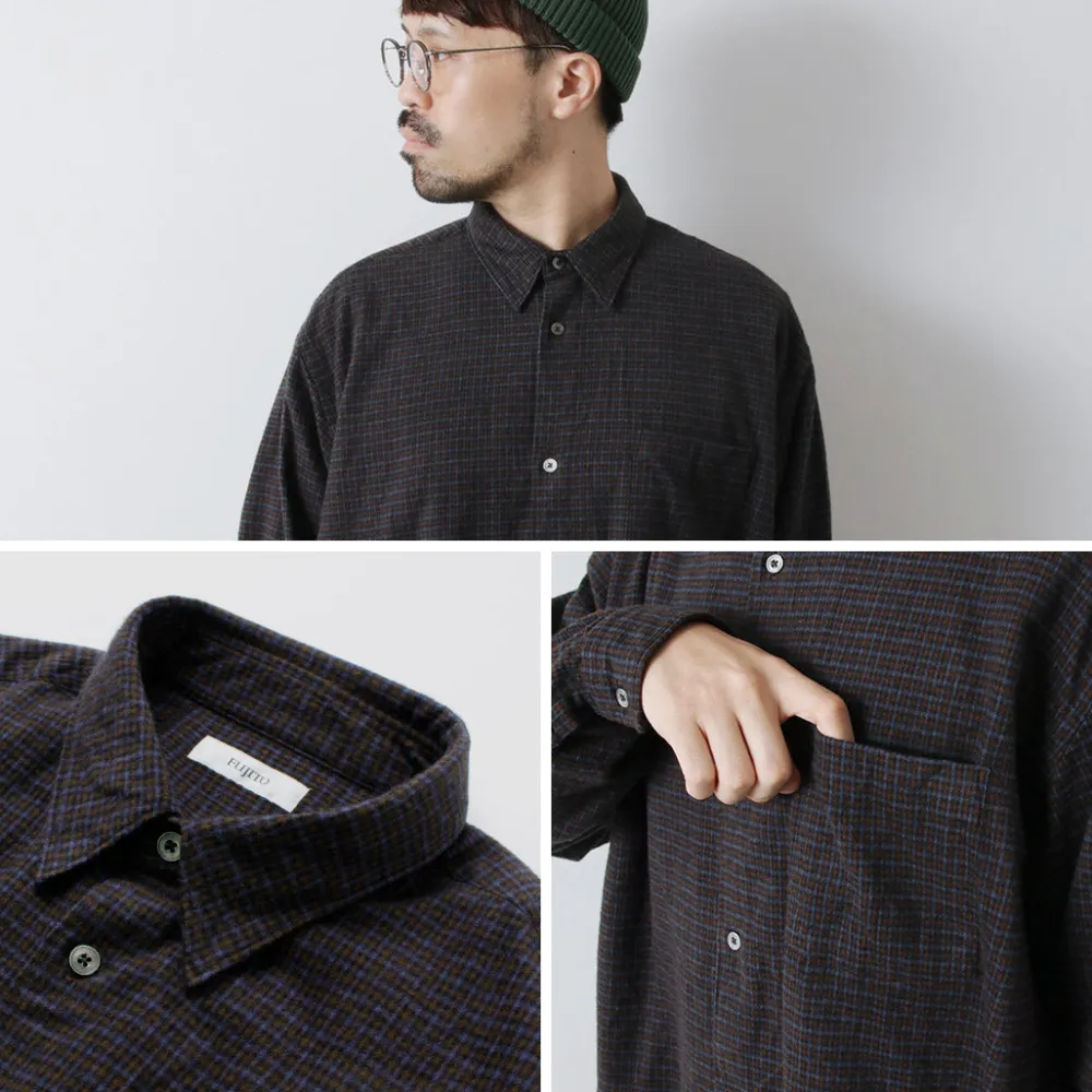 FUJITO Shirts^/ Big Size Shirt micro check brown