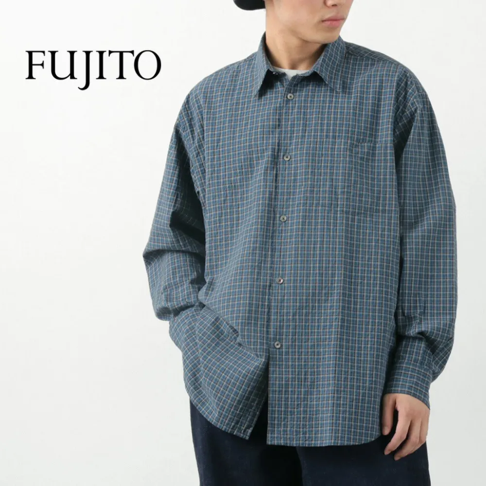 FUJITO Shirts^/ Big Size Shirt Small Check blue