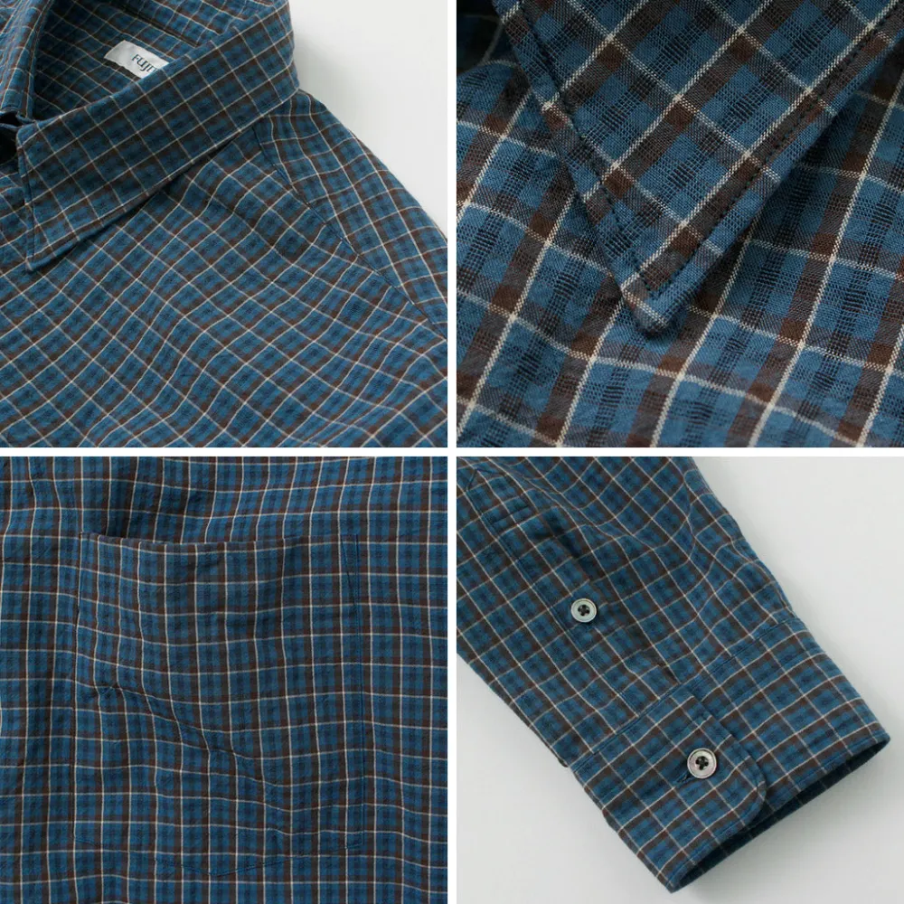 FUJITO Shirts^/ Big Size Shirt Small Check blue