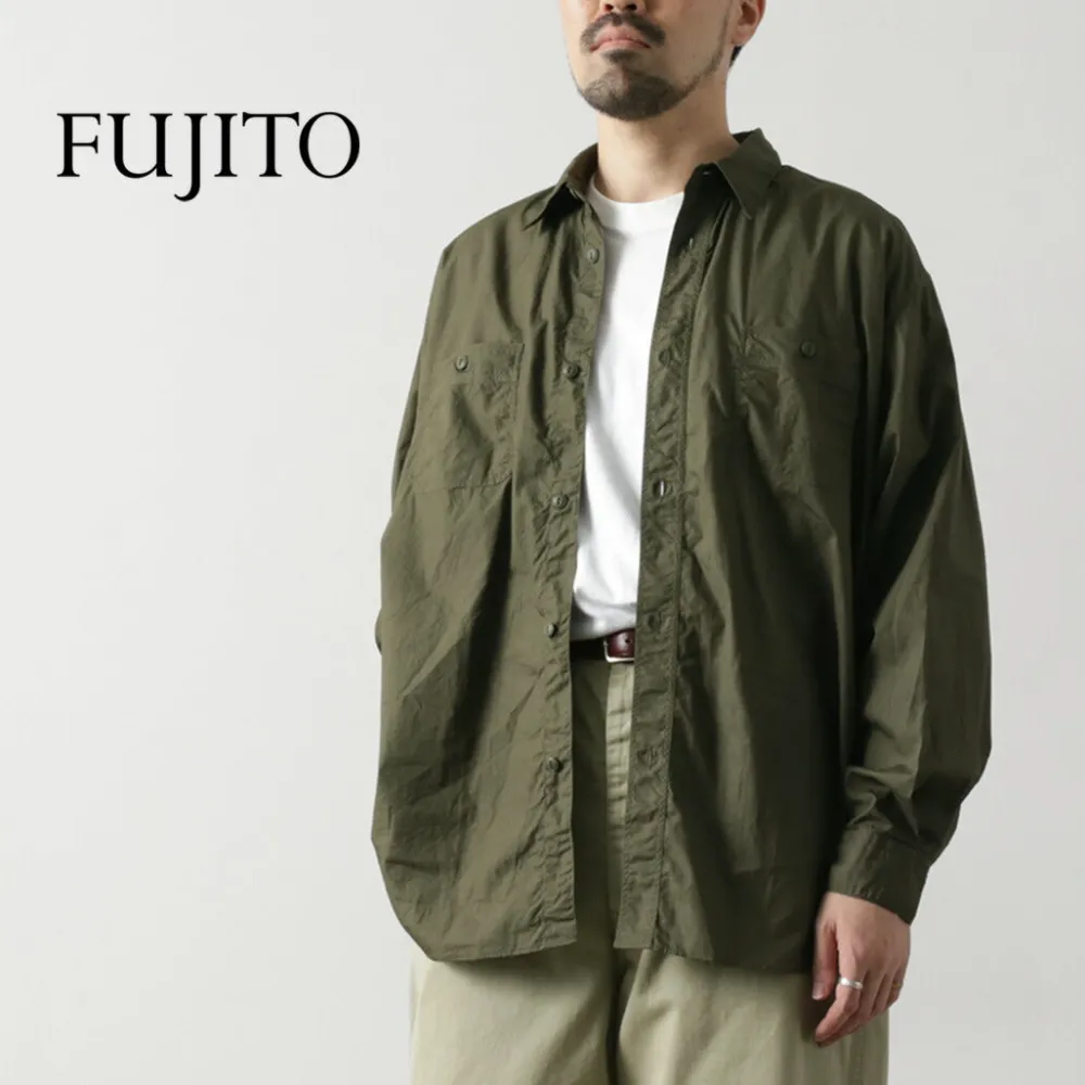 FUJITO Shirts^/ Big Size Work Shirt Broad olive