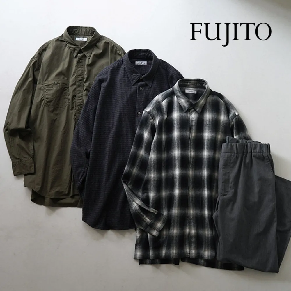 FUJITO Shirts^/ Big Size Work Shirt Broad olive