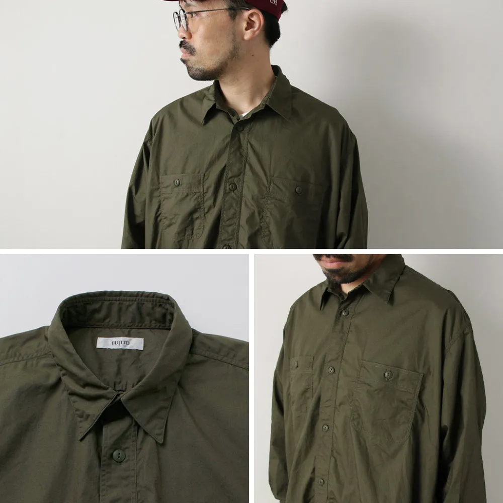 FUJITO Shirts^/ Big Size Work Shirt Broad olive