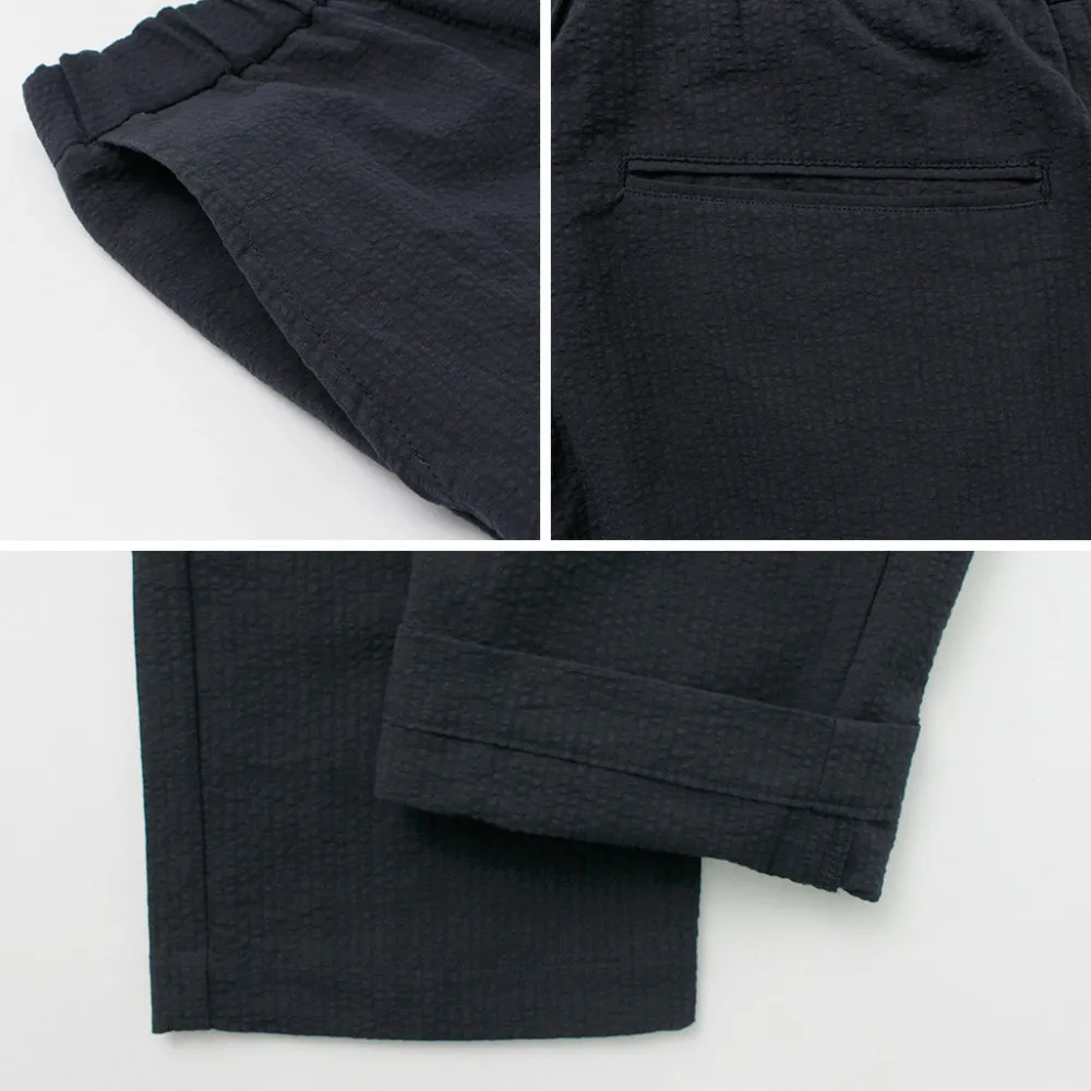 FUJITO Trousers^/ Cotton Linen Seersucker Easy Pants navy
