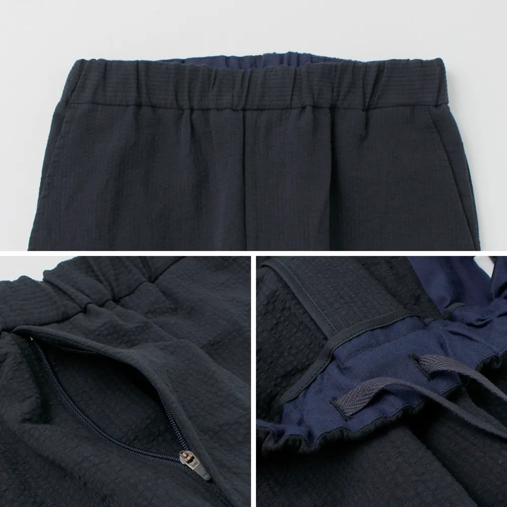 FUJITO Trousers^/ Cotton Linen Seersucker Easy Pants navy
