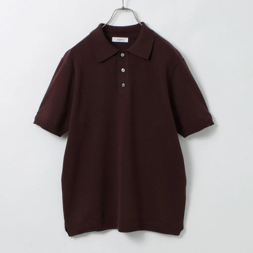 FUJITO T-Shirts^/ Knit Polo Easy Solid Collar