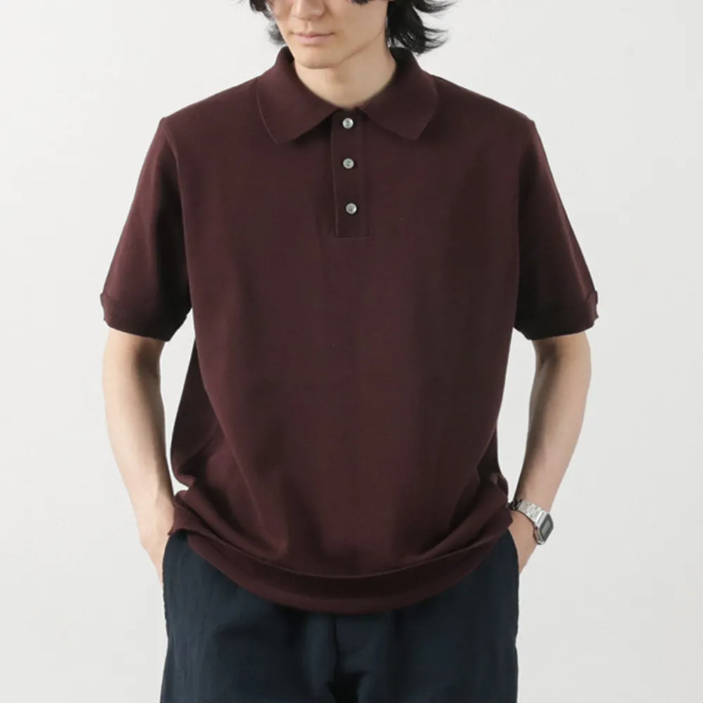 FUJITO T-Shirts^/ Knit Polo Easy Solid Collar