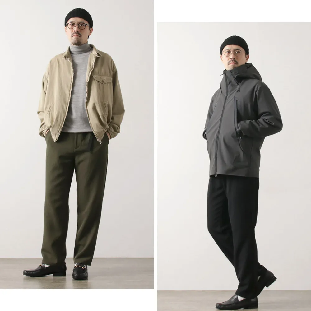 FUJITO Trousers^/ N.O.UN Beltless Pants Wool Serge