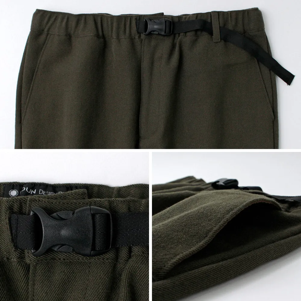 FUJITO Trousers^/ N.O.UN Beltless Pants Wool Serge