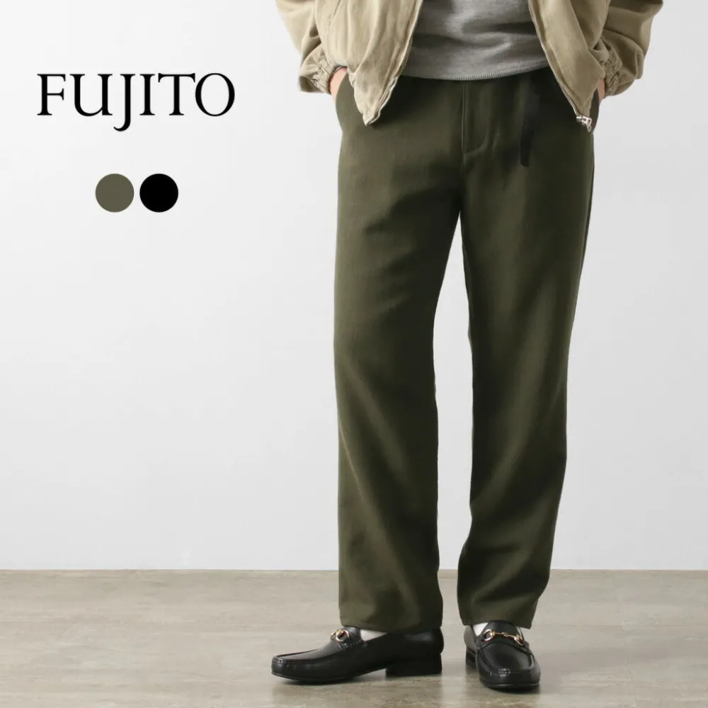 FUJITO Trousers^/ N.O.UN Beltless Pants Wool Serge