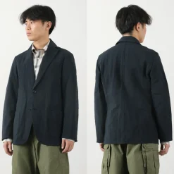 FUJITO Jackets^/ N.O.UN Jacket Cotton Linen Seersucker navy