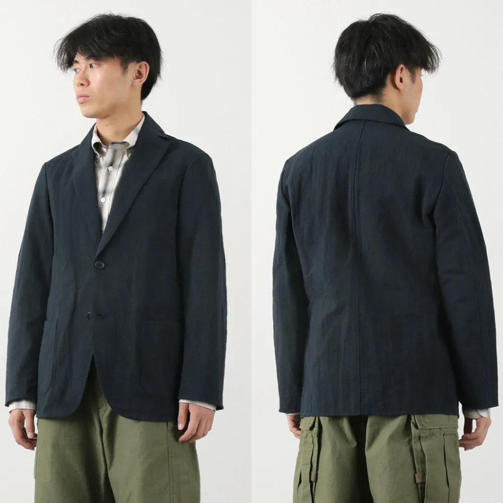 FUJITO Jackets^/ N.O.UN Jacket Cotton Linen Seersucker navy