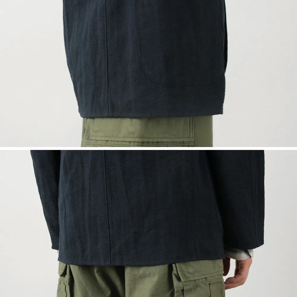 FUJITO Jackets^/ N.O.UN Jacket Cotton Linen Seersucker navy