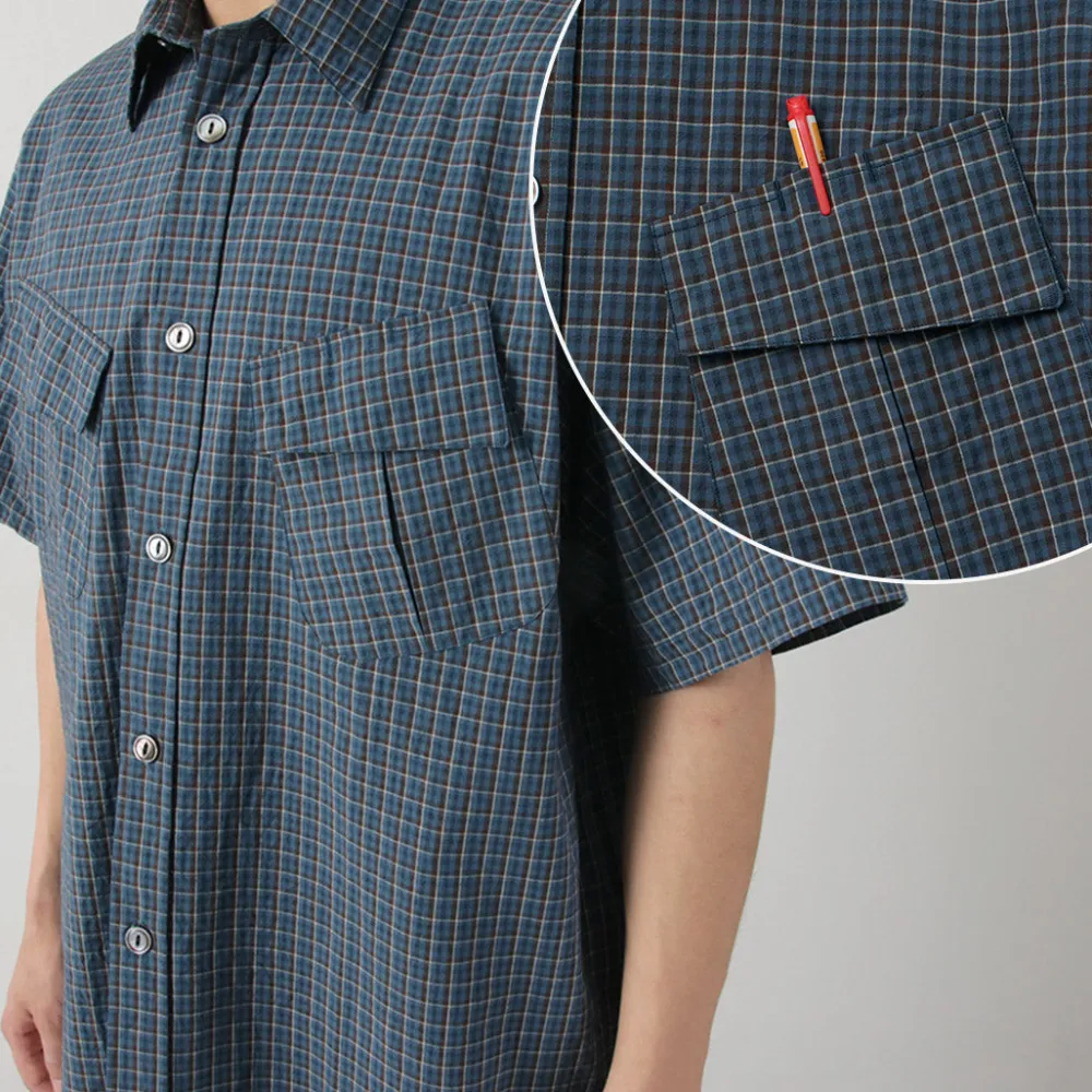 FUJITO Shirts^/ Short Sleeve Fatigue Shirt navy