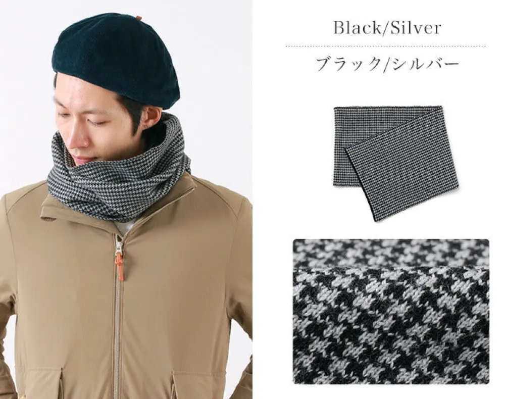 GILBERT WILSON OF HA Scarfs^/ Staggered Check Merino Wool Snood