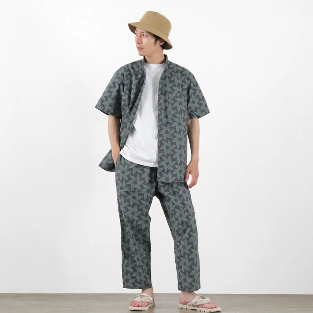 GOHEMP Shirts^/ Collarless Short Sleeve Shirt Tornado Print