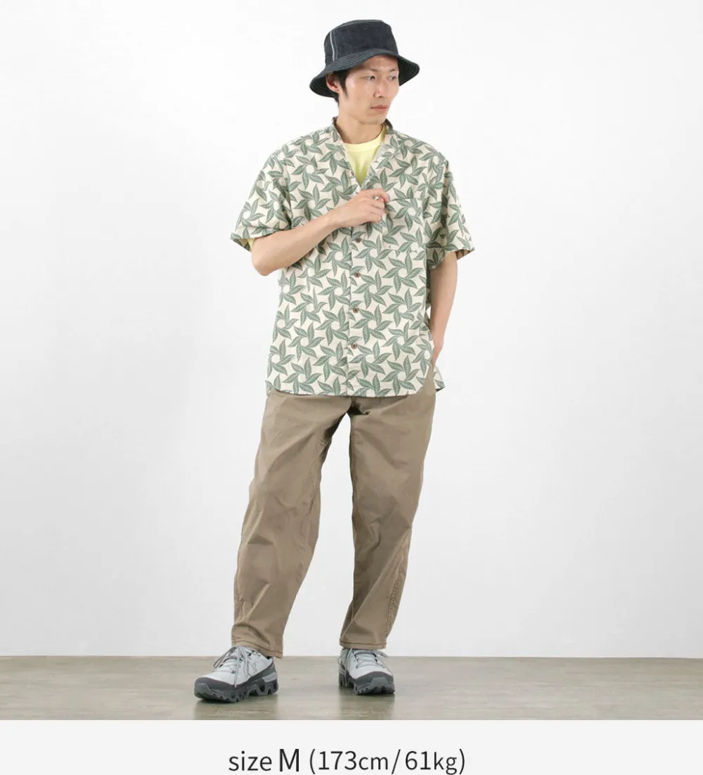 GOHEMP Shirts^/ Collarless Short Sleeve Shirt Tornado Print
