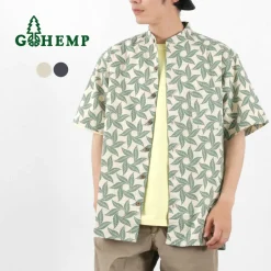 GOHEMP Shirts^/ Collarless Short Sleeve Shirt Tornado Print