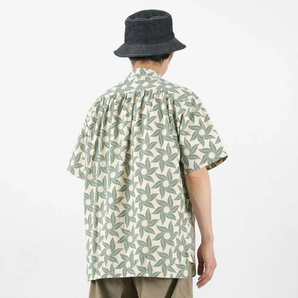 GOHEMP Shirts^/ Collarless Short Sleeve Shirt Tornado Print