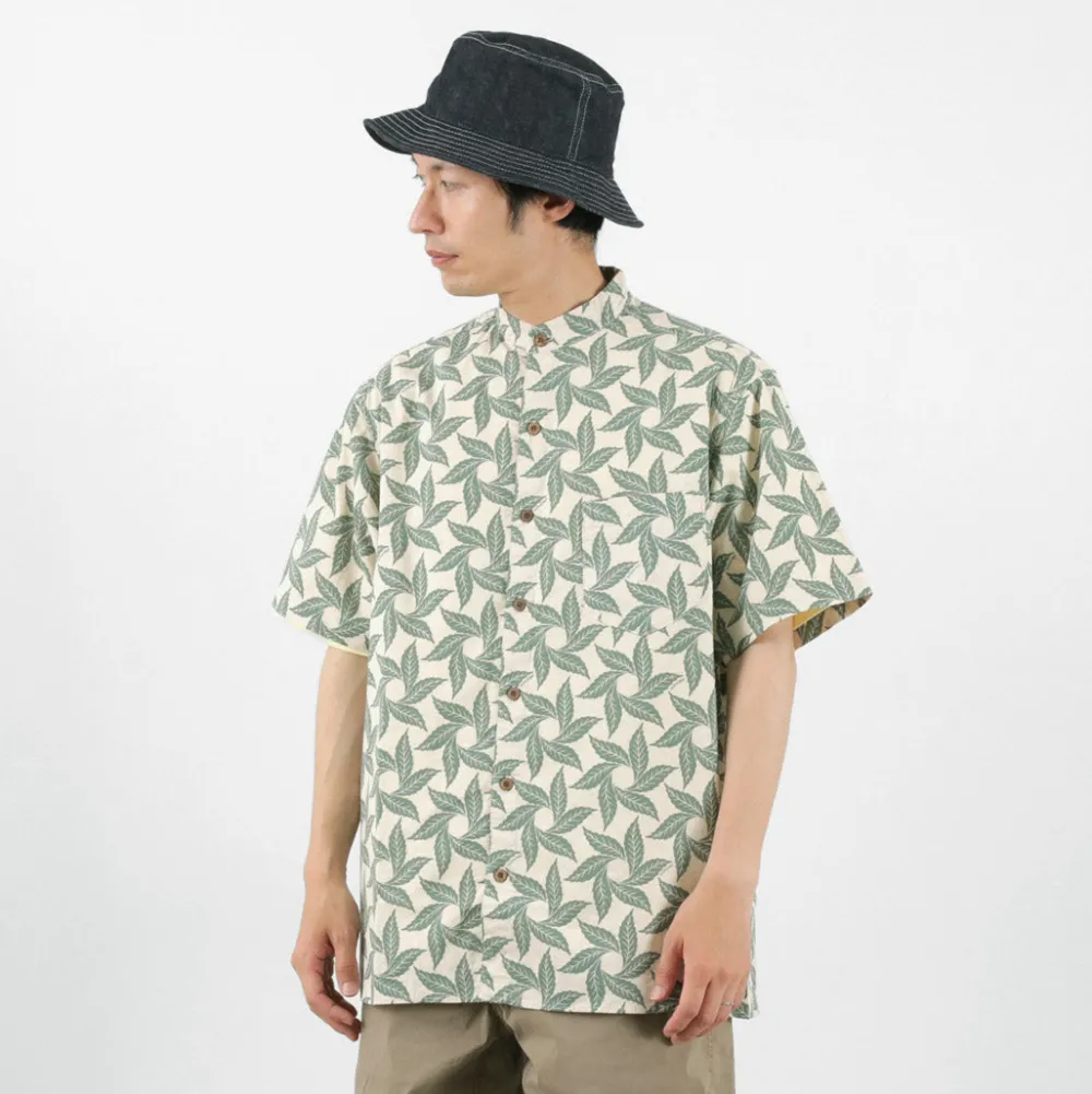 GOHEMP Shirts^/ Collarless Short Sleeve Shirt Tornado Print