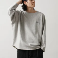 GOHEMP Sweatshirts^/ Loose Round 7/10 Sleeve Light Ounce Sweat T-Shirt gray