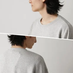 GOHEMP Sweatshirts^/ Loose Round 7/10 Sleeve Light Ounce Sweat T-Shirt gray