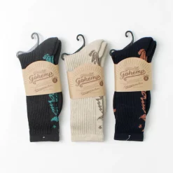 GOHEMP Socks^/ Patterned Pile Crew Socks