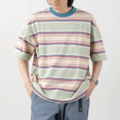 GOHEMP T-Shirts^/ Wide Slit T-Shirt Hemp Leaf Jacquard