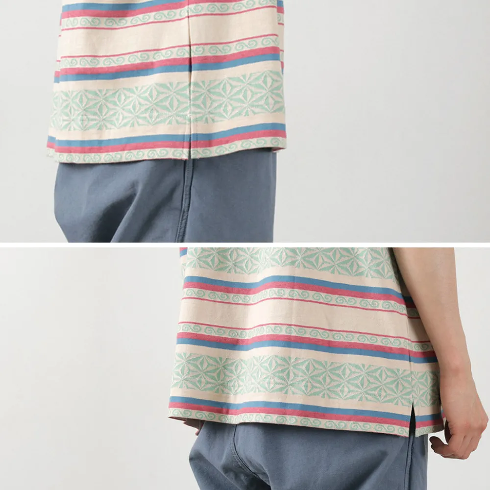 GOHEMP T-Shirts^/ Wide Slit T-Shirt Hemp Leaf Jacquard
