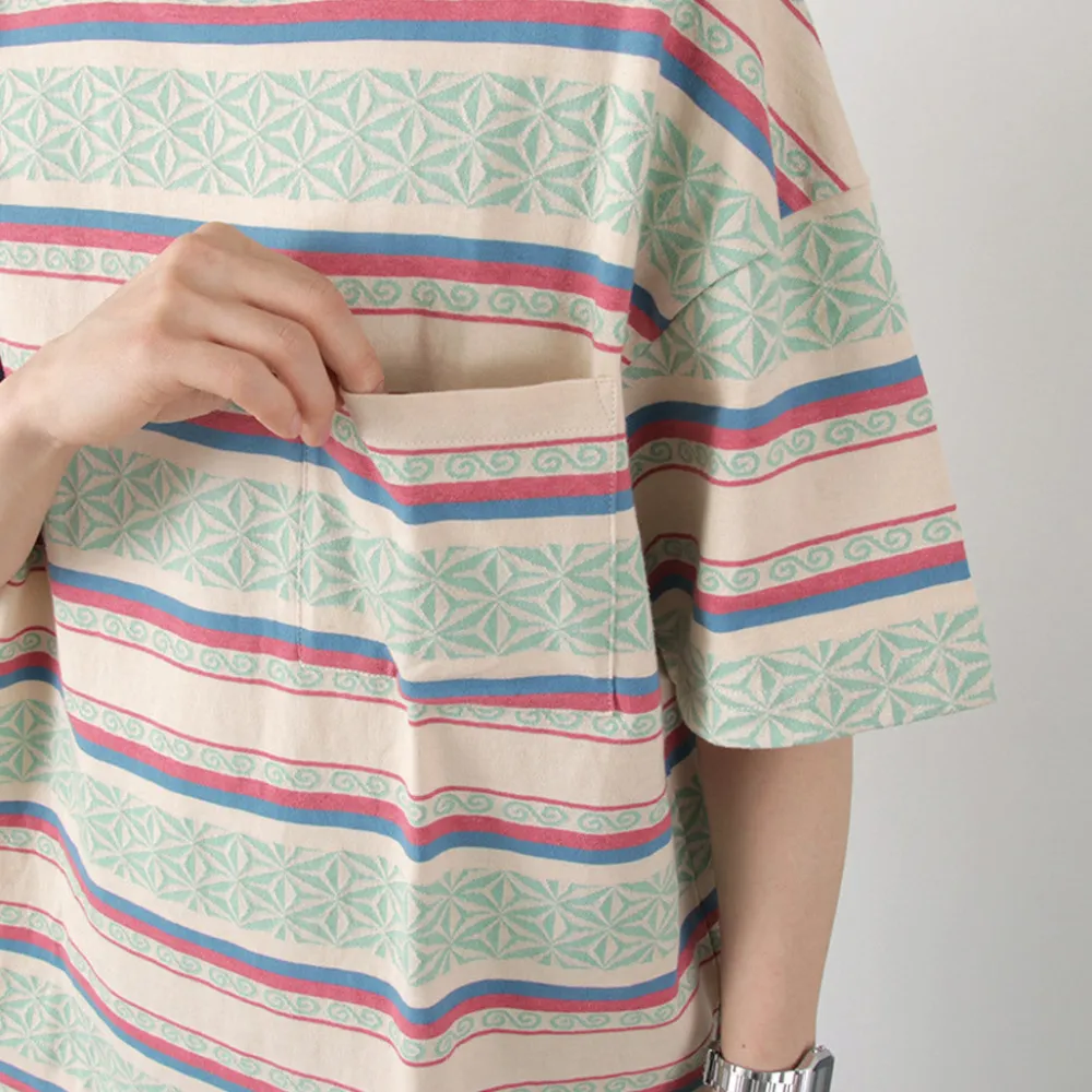 GOHEMP T-Shirts^/ Wide Slit T-Shirt Hemp Leaf Jacquard