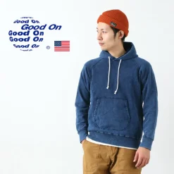 GOOD ON Sweatshirts^/ GOBW1203 IS Raglan Pullover Hooded Sweatshirt indigo