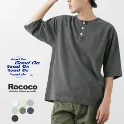 GOOD ON T-Shirts^/ Half Sleeve Heavy Retro Henry Neck T-Shirt
