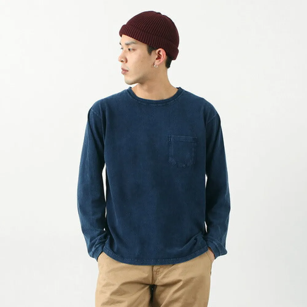 GOOD ON T-Shirts^/ Long Sleeve Pocket Crew Tee / Shave indigo