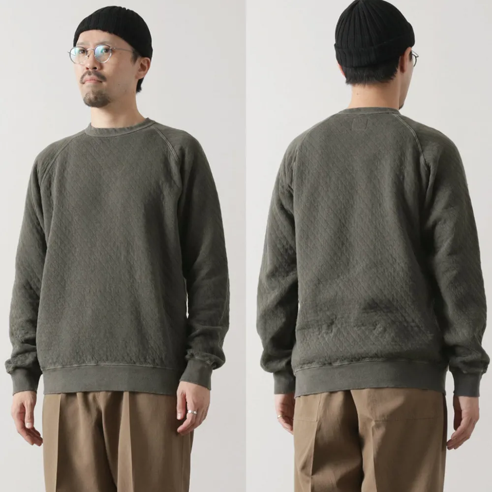 GOOD ON Sweatshirts^/ Quilted Long Sleeve Raglan Crewneck Shirt Photoelectron