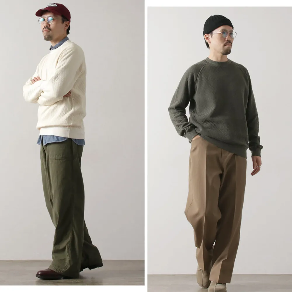 GOOD ON Sweatshirts^/ Quilted Long Sleeve Raglan Crewneck Shirt Photoelectron