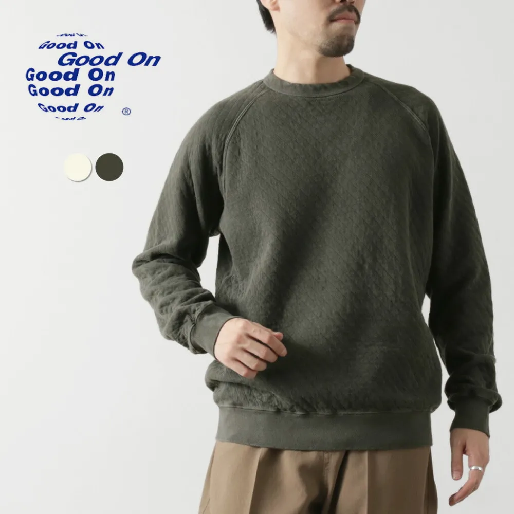GOOD ON Sweatshirts^/ Quilted Long Sleeve Raglan Crewneck Shirt Photoelectron
