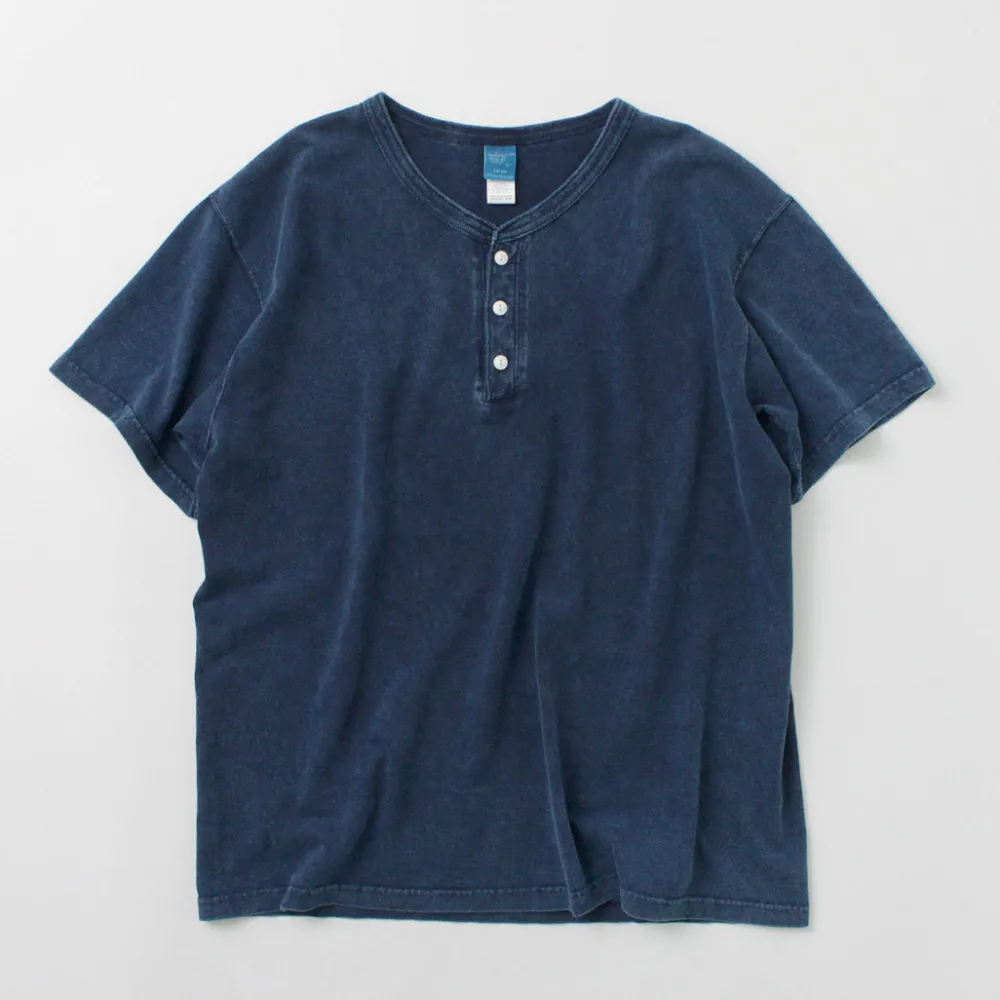 GOOD ON T-Shirts^/ Short Sleeve Henley T-Shirt / Shave indigo