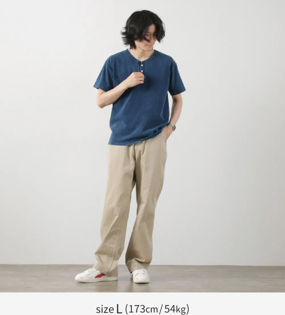 GOOD ON T-Shirts^/ Short Sleeve Henley T-Shirt / Shave indigo