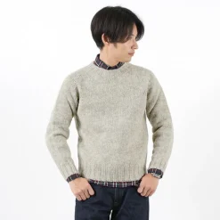 HARLEY OF SCOTLAND Knits^/ M3480-7 Shetland mid-gauge crew neck knit jumper