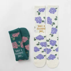 HAVE A GRATEFUL DAY Socks^/ Crew Socks Flower